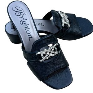 BRIGHTON KACEY Black Leathher Sandals Sz 7.5 NWT